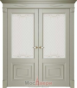 Межкомнатная дверь Флоренс 62002 Серена светло-серый со стеклом Распашная Двустворчатая