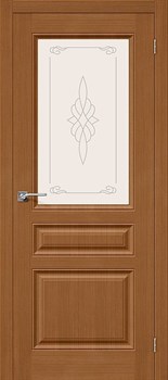 Межкомнатная дверь FS-15 Орех натуральный Сатинат белый с узором - фото 41487