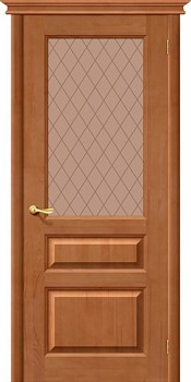 Межкомнатная дверь M-5 Светлый Дуб Сатинат Бронза с узором - фото 41966