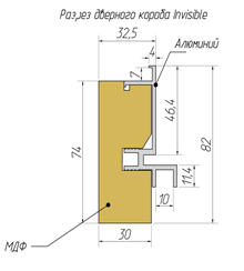 Коробка скрытая Design Invisible 33*74*2100 с запилом под 2 скрытые петли - фото 51873