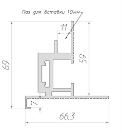 Коробка скрытая Design Invisible Reverse 69*66*2100 с запилом под 2 скрытые петли - фото 51875