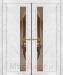 Двустворчатая дверь Profil 5RTM Белый Мрамор Зеркало Грей - фото 54883