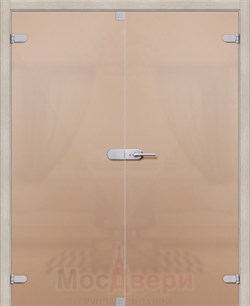 Стеклянная дверь двустворчатая AGL Бронза - фото 56005