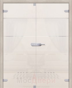 Стеклянная дверь двустворчатая AGD Белая Узор - фото 56006