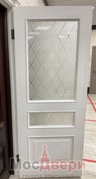 Межкомнатная дверь Корфу Дуб Жемчужный со стеклом - фото 57061