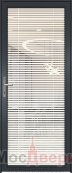 Алюминиевая дверь AG Loft 719 Noire RAL 7021 Transparent со встроенным жалюзи - фото 57232
