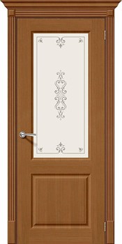 Межкомнатная дверь FS-13 Орех натуральный Сатинат белый с узором - фото 61536