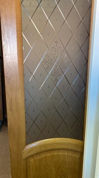 Раздвижная дверь Саманта Античный дуб Сатинат Бронза Гравировка - фото 61752