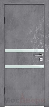 Межкомнатная дверь с шумоизоляцией Rw 31dB Prima GL913 Бетон Антрацит LACOBEL Черный - фото 63608