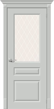 Межкомнатная дверь Эмаль BS-15 Grigio Сатинат белый с узором - фото 63716