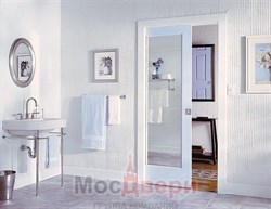 Дверь пенал раздвижная встроенная одностворчатая Unico Reflex, внешняя сторона Эмаль, внутренняя сторона с зеркалом - фото 63924