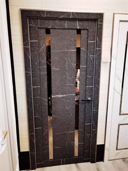 Межкомнатная дверь Profil 5RTM Черный Мрамор Зеркало Грей - фото 64582