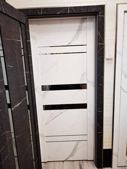 Межкомнатная дверь Profil 2.83RTM Белый Мрамор Зеркало Грей - фото 64597