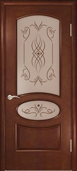 Двустворчатая дверь Рошель Дуб-коньяк Сатинат Светлый Узор - фото 78562