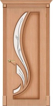 Межкомнатная дверь FL-20 Орех натуральный Сатинат белый с узором - фото 79283