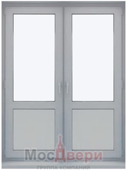 Двустворчатая пластиковая балконная дверь RB-LG/P серая - фото 79628