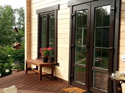 Двустворчатая пластиковая дверь входная RT-LG/G Дуб Античный Английская решетка - фото 79632