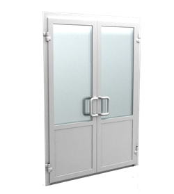 Алюминиевая двустворчатая дверь AGX-LG/P Серая - фото 79781