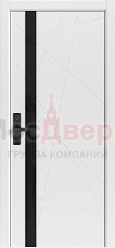 Межкомнатная дверь Profil Smart 14RE/LG ABS Белый матовый LACOBEL черный Black Edition с умным замком - фото 82472