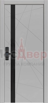 Межкомнатная дверь Profil Smart 14RE/LG ABS Серый матовый LACOBEL черный Black Edition с умным замком - фото 82473