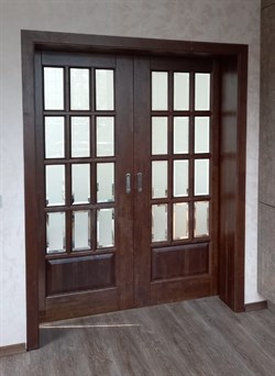 Двустворчатая дверь Портленд Дуб Винтаж Мателюкс с фацетом - фото 83481