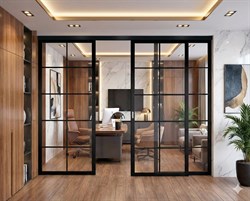 Алюминиевая перегородка Loft Standart 309U Черная LACOBEL Прозрачный - фото 83527