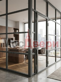 Каркасная перегородка AG Бизнес с двойным остеклением для кабинета - фото 83619