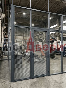 Каркасная перегородка AG Статус FJU-12 со встроенными жалюзи для цеха - фото 83643