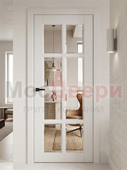 Межкомнатная дверь Савой-3 Софт Бланк Фацет Английская решетка - фото 83706