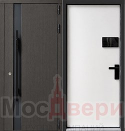 Входная дверь Ведель Термо Темный дуб / Белый шелк с видеоглазком - фото 83815