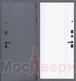 Входная дверь Кингстон Серый шелк / Белый шелк - фото 84222