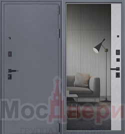 Входная дверь Кингстон Серый шелк / Бетон Платина Зеркало - фото 84224