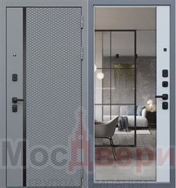 Входная дверь Беркли Серый шелк / Манхэттен Зеркало - фото 84338