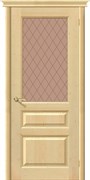 Межкомнатная дверь Массив сосны M-5 Без отделки Квадро сатинато Бронза со стеклом