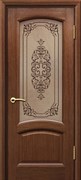 Шпонированная ульяновская дверь Роксолана Золотой Дуб со стеклом