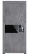 Дверь звукоизоляционная Rw 31dB Prima GL901 Бетон Антрацит LACOBEL Черный Лак с алюминиевой кромкой и автопорогом
