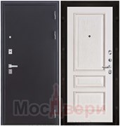 Входная дверь с шумоизоляцией Rw 45dB Brand Acoustic Антик серебристый / Кашемир белый 3 филенки