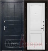 Входная дверь с шумоизоляцией Rw 45dB Hoff Черный жемчуг / Белый Классик 2 филенки