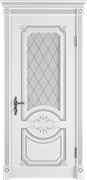 Межкомнатная дверь Эмаль Aviva Bianco patina Argento со стеклом