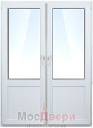 Двустворчатая пластиковая балконная дверь RB-LG/P белая