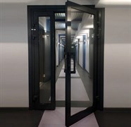 Алюминиевая противопожарная полуторная дверь EI 60 AG-FPS Черная