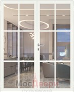 Алюминиевая двустворчатая дверь AG Loft 703 Bianco RAL 9016 Transparent