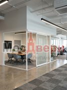 Каркасная перегородка AG Бизнес с одинарным остеклением и раздвижной дверью