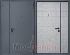 Входная дверь Престиж Серый шелк / Бетон Платина двустворчатая