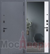 Входная дверь Кингстон Серый шелк / Белый шелк Зеркало