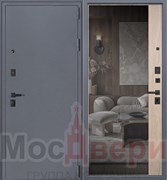 Входная дверь Кингстон Серый шелк / Дуб натуральный Зеркало