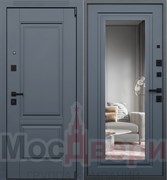 Входная дверь Эвертон Серый шелк / Серый шелк Зеркало