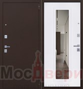 Входная дверь Страж Антик медный / Белый шелк Зеркало