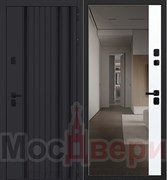 Входная дверь Дюваль Черный бархат / Белый шелк Зеркало