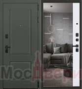 Входная дверь Лемонт Серый шелк / Белый шелк Зеркало